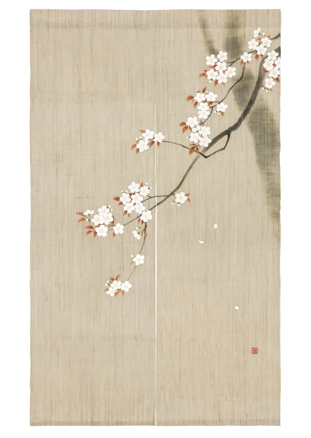 のれん「墨描き桜」