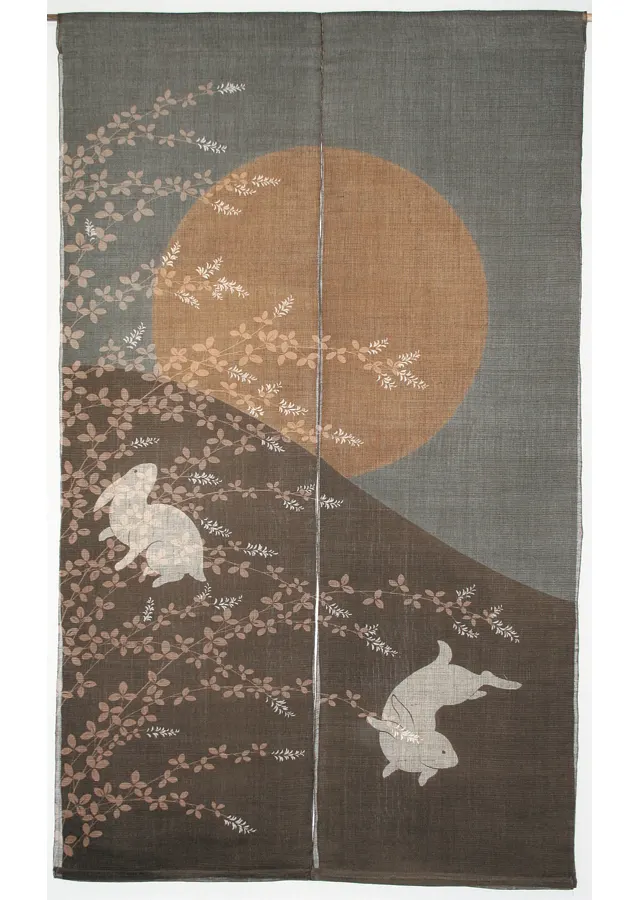 のれん「月見うさぎ」