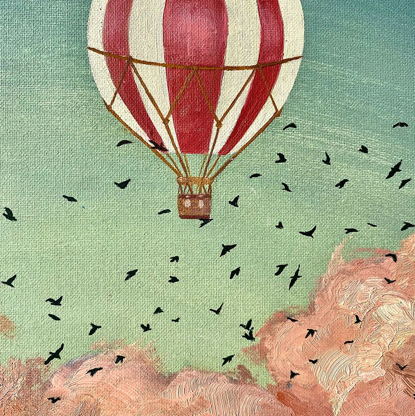 Hot Air Balloon Flock Of Bird