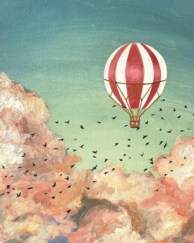 Hot Air Balloon Flock Of Bird