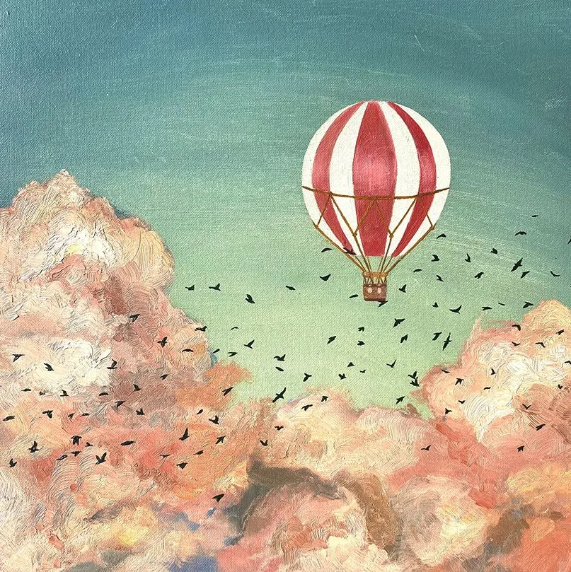 Hot Air Balloon Flock Of Bird
