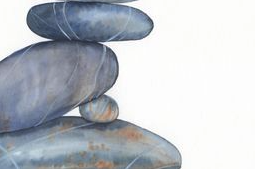 Keep balance. Watercolor pebble tower