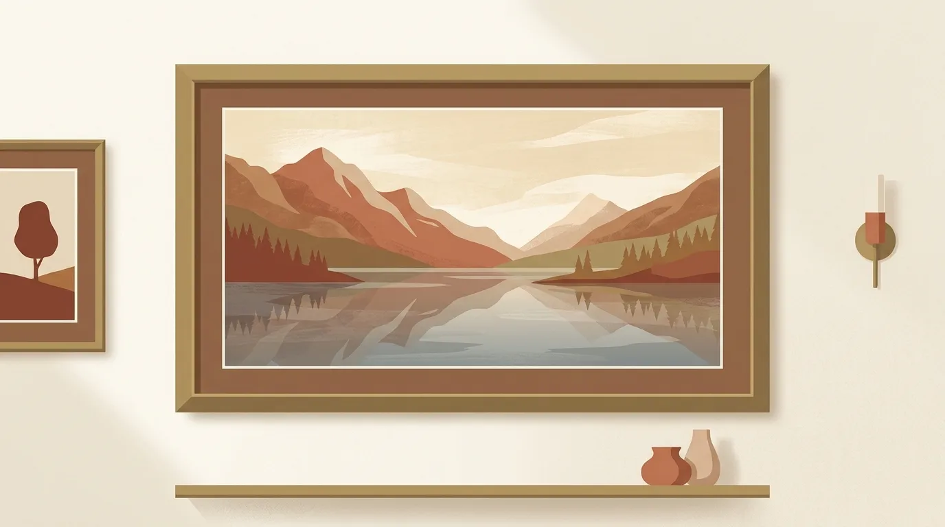 風景画で部屋に開放感を出すイメージ(イラスト)