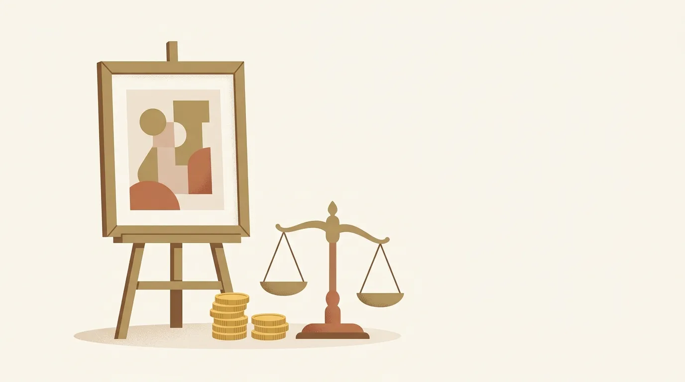 絵画の価格が決まる仕組みのイメージ（イラスト）