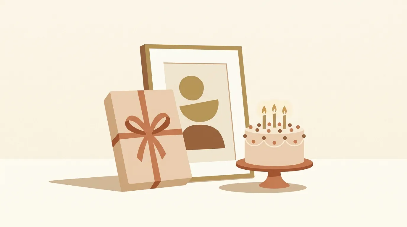 誕生日プレゼントに絵を贈るイメージ(イラスト)