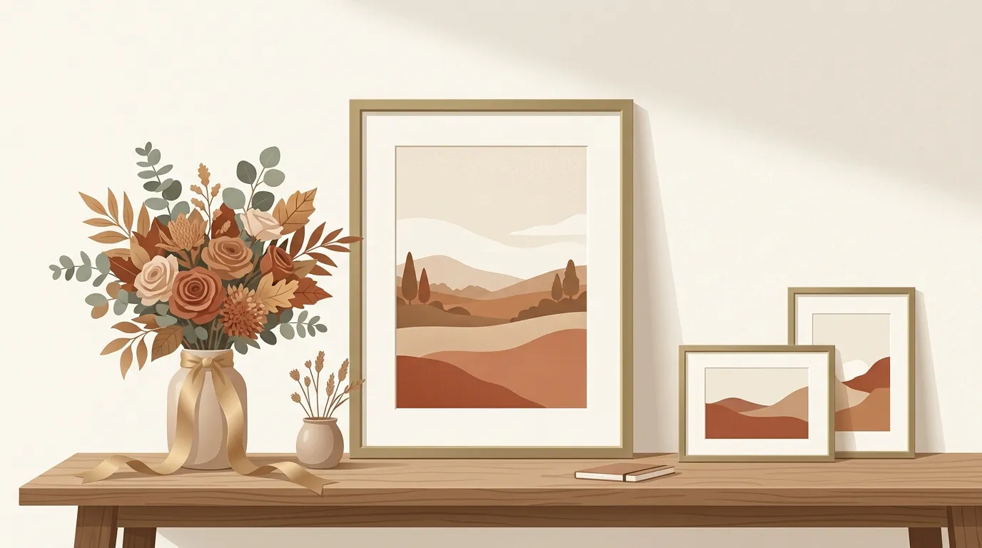 退職祝いに絵画を贈るイメージ（イラスト）