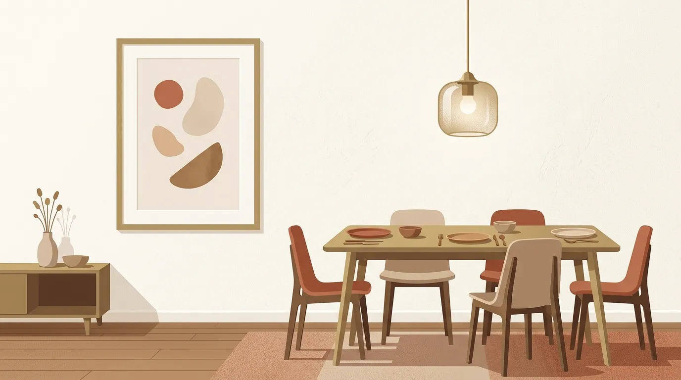ダイニングに絵画を飾ったイメージ（イラスト）