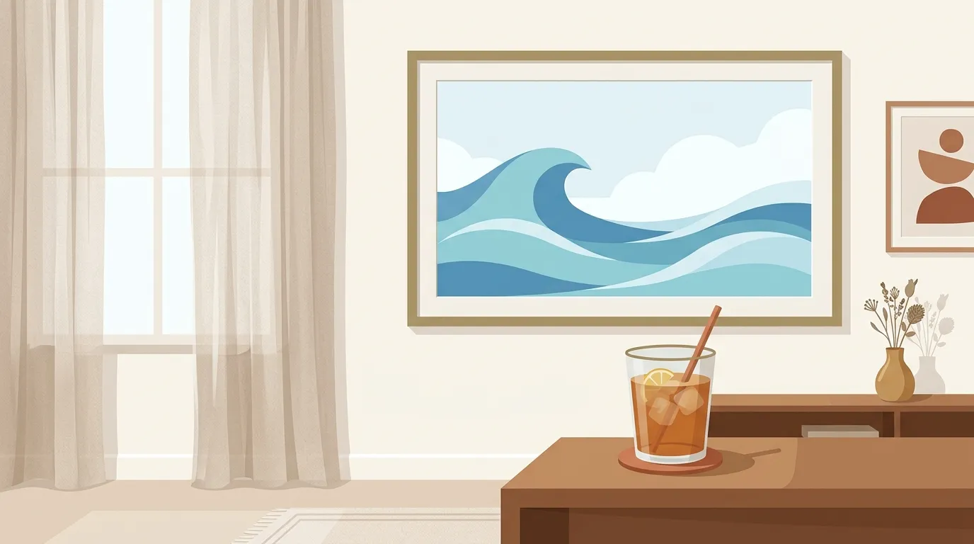 夏に涼しげな絵画を飾ったイメージ（イラスト）